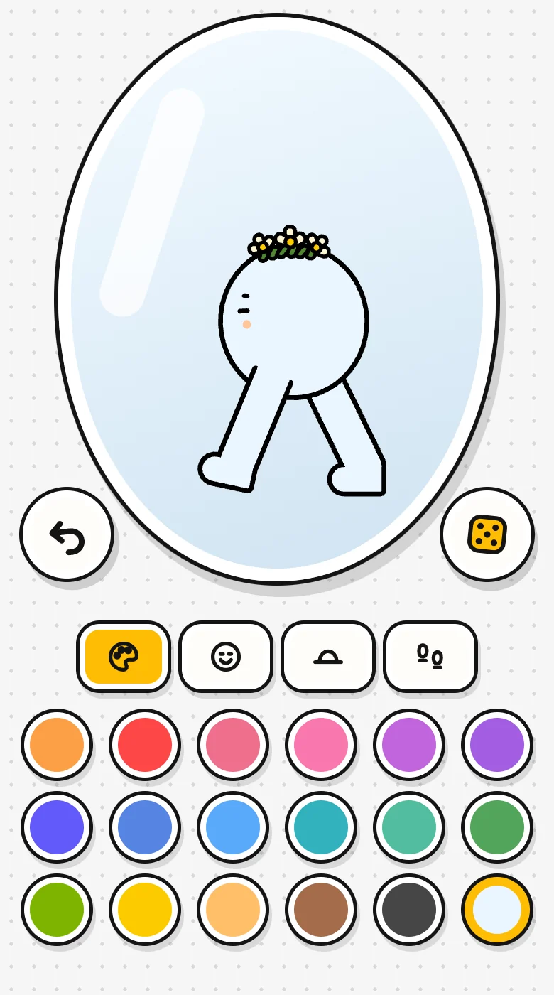 The loop maker on a phone: a loop in the mirror, its colours below